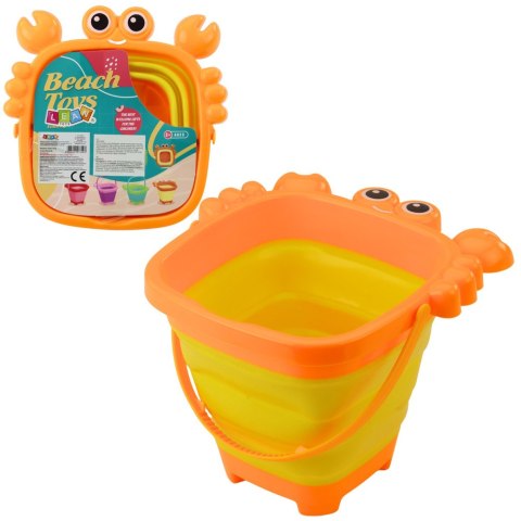 Składane Wiaderko Silikonowe Krab Plażowe Pomarańczowe LEAN TOYS