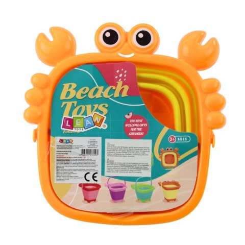 Składane Wiaderko Silikonowe Krab Plażowe Pomarańczowe LEAN TOYS