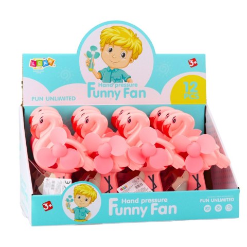 Wiatraczek Wentylator Ręczny Mechaniczny Dla Dzieci Flaming Różowy LEAN TOYS