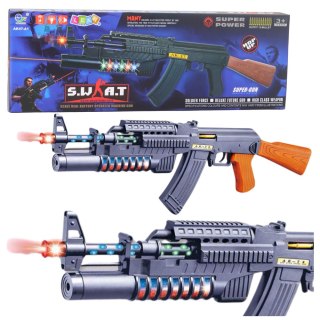 Zabawkowy Karabin AK-47 Symulacja Strzału Światła LED Dźwięki LEAN Toys