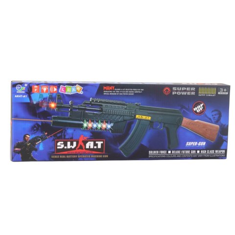 Zabawkowy Karabin AK-47 Symulacja Strzału Światła LED Dźwięki LEAN Toys