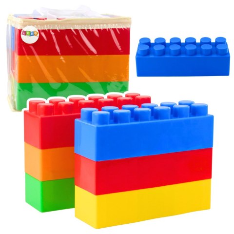 Zestaw Duże Klocki Konstrukcyjne W Torbie Kolorowe 28,5x9x9 cm 6el. LEAN Toys