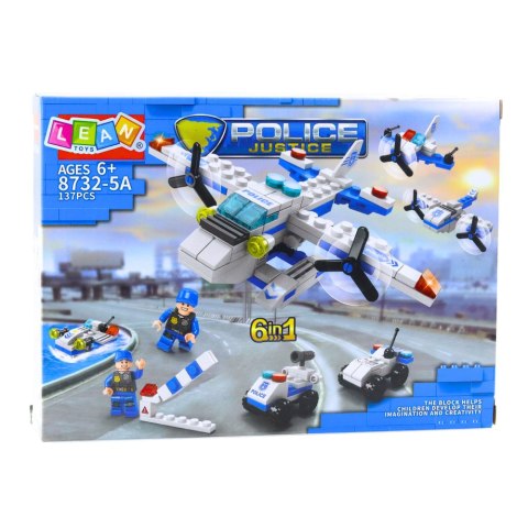 Zestaw Klocki Konstrukcyjne Helikopter Pojazdy 6w1 137 el. LEAN TOYS