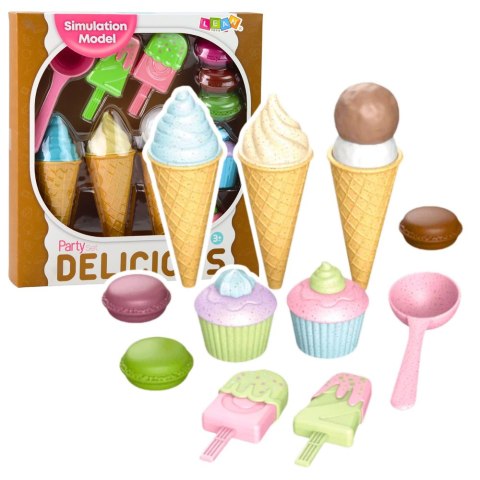 Zestaw Lodów i Słodkośći Babeczki Makaroniki Odgrywanie Ról LEAN Toys