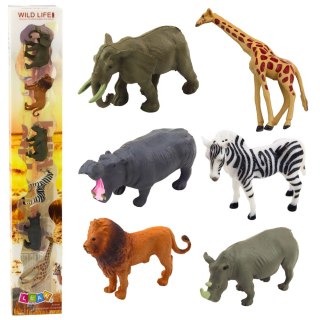 Zestaw Mini Figurki Dzikie Zwierzęta Żyrafa Zebra Lew 6-8cm 6szt LEAN TOYS