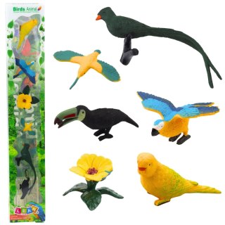Zestaw Mini Figurki Ptaki Egzotyczne Hibiskus Żółty 4-11cm 6szt LEAN TOYS