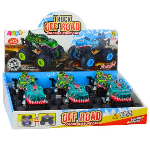 Auto Terenowe Dinozaur Napęd Światła Dźwięki Zielony Turkusowy LEAN Toys