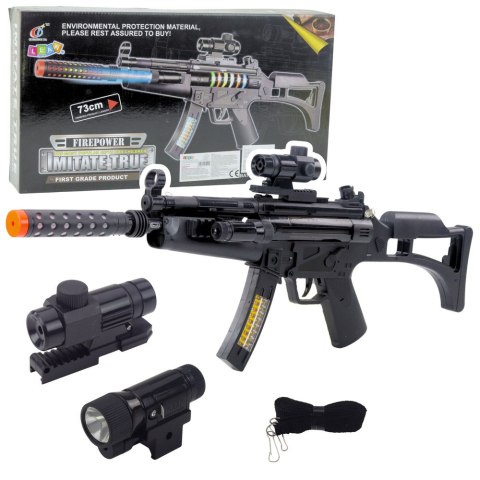 Karabin Zabawkowy Dla Dzieci Świetlno Dźwiękowy 73cm LEAN Toys