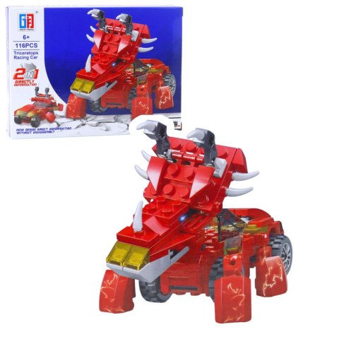 Klocki Konstrukcyjne Dinozaur Auto 2w1 105-132 el. Mix LEAN TOYS