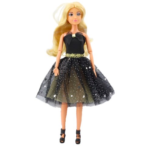 Lalka Anlily Suknia Balowa Czarno Złota Ruchome Kończyny Blond Włosy LEAN Toys