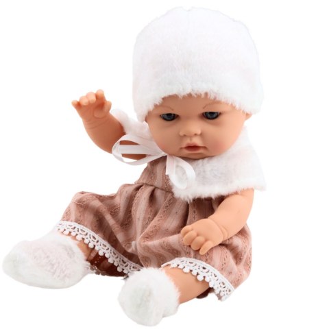 Lalka Bobas Beżowa Sukienka Czapka Kołnierzyk Skarpetki LEAN Toys