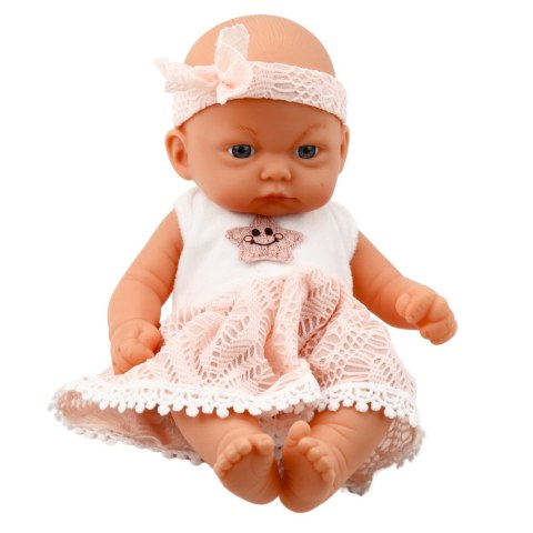 Lalka Bobas Różowa Sukienka Z Koronką i Gwiazdką Opaska LEAN Toys