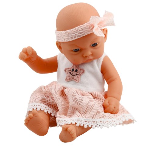 Lalka Bobas Różowa Sukienka Z Koronką i Gwiazdką Opaska LEAN Toys