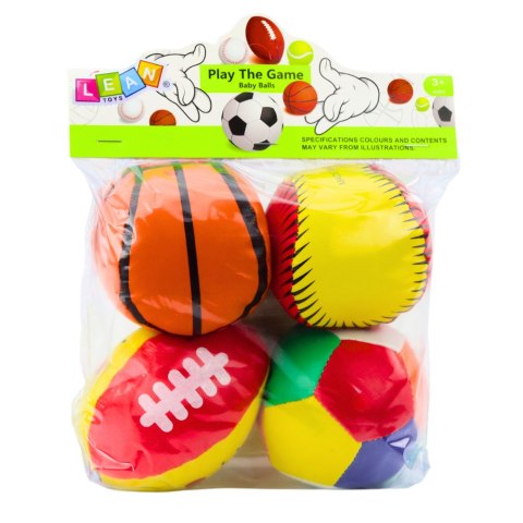 Miękkie Piłki Sportowe Koszykówka Rugby Piłka Nożna Baseball Zestaw 4ele. LEAN TOYS