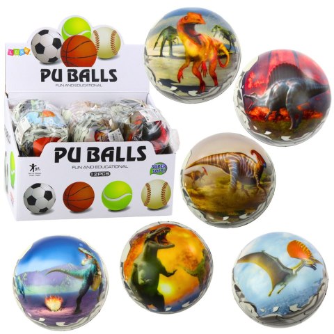 Piłka Do Odbijania Ugniatania Piankowa Piłeczka Dinozaury 10cm LEAN TOYS