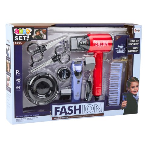Zestaw Fryzjerski Dla Chłopca Suszarka Maszynka Grzebienie Akcesoria LEAN Toys