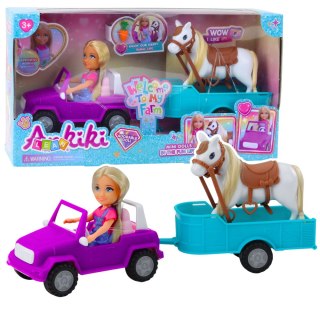 Zestaw Laleczka Ankiki Samochód Kabriolet Z Przyczepą Koń LEAN Toys