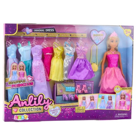 Zestaw Modowy Kolekcja Lalka Anlily Sukienki Akcesoria 17el. LEAN Toys