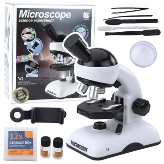 Zestaw Naukowy Mikroskop Edukacyjny Powiększenie 1200x Uchwyt Na Telefon LEAN Toys