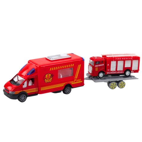 Zestaw Pojazdów Strażackich Wozy Samochody Napęd Czerwone LEAN Toys