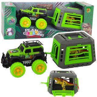 Zestaw Samochód Terenowy Klatka Z Dinozaurem T-Rex LEAN Toys