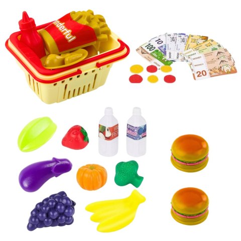 Zestaw Sklepowy Kasa Koszyk Produkty Spożywcze Światła Dźwięki Kolorowy LEAN Toys