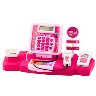 Zestaw Sklepowy Kasa Koszyk Produkty Spożywcze Światła Dźwięki Różowy LEAN Toys