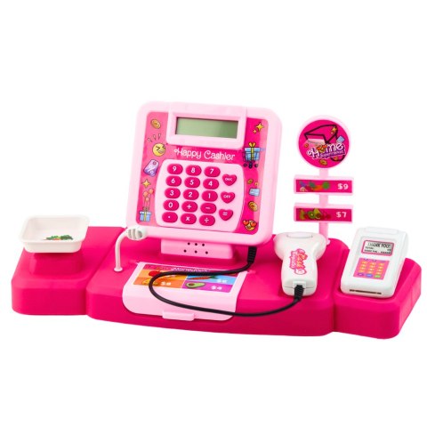 Zestaw Sklepowy Kasa Koszyk Produkty Spożywcze Światła Dźwięki Różowy LEAN Toys