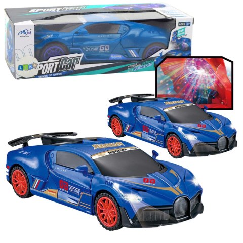 Auto Sportowe Czujnik Przeszkód Kula Led Obrót 360° Światła Dźwięk Niebieski LEAN Toys