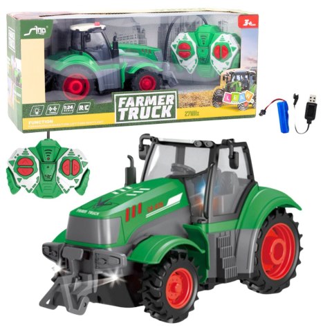 Ciągnik Traktor Rolniczy Zdalnie Sterowany RC Zielony 1:24 LEAN Toys