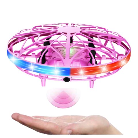 Dron UFO Sterowany Ręką RC Światła LED Różowy LEAN Toys