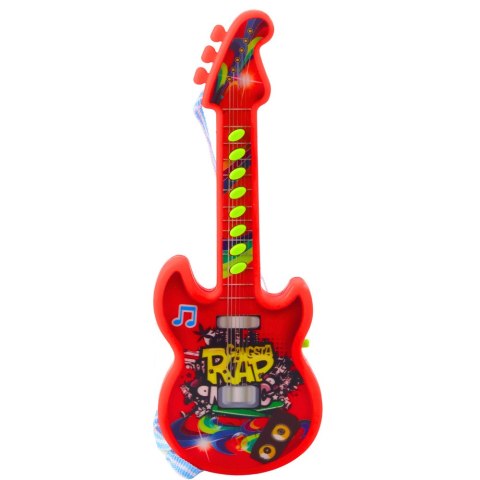 Gitara Elektryczna Dla Dzieci Melodie Gama Solmizacyjna Czerwona 29cm LEAN TOYS