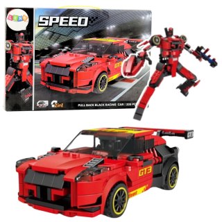 Klocki Konstrukcyjne Robot Auto 2w1 GT3 Czerwony 335 el. LEAN Toys