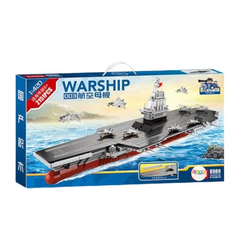 Klocki Konstrukcyjne WARSHIP 003 Duży Lotniskowiec 1:420 2151 el. LEAN Toys