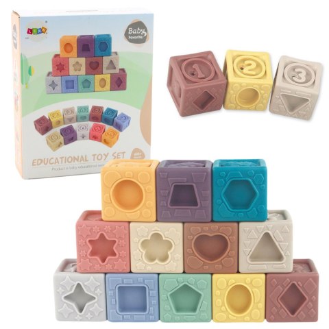 Klocki Miękkie Sensoryczne Edukacyjne Strukturowe Kolorowe 12szt LEAN Toys