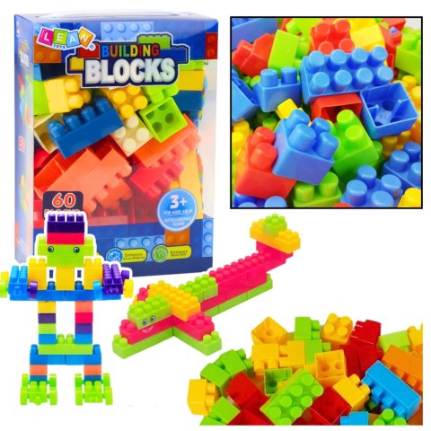 Klocki W Pudełku Edukacyjne Duże Budowlane Zestaw Kolorowe 60 ele. LEAN Toys