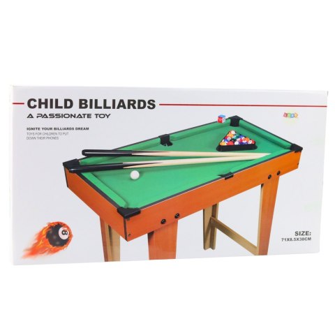 Mini Stół Do Bilarda Drewniany Bile Kije Trójkąt Kreda LEAN Toys