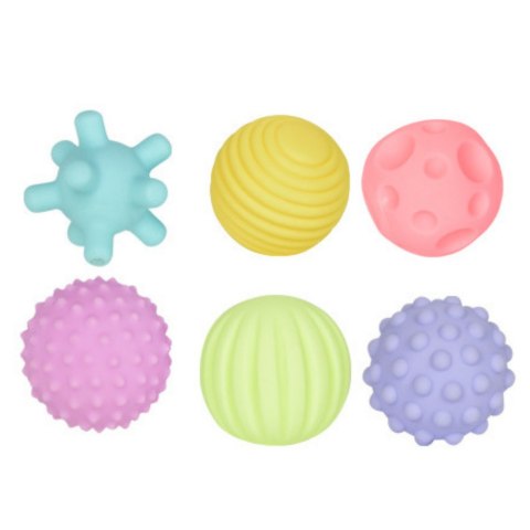 Piłki Sensoryczne Dla Dzieci Edukacyjne Miękkie Kolorowe 6szt LEAN Toys