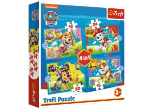 Puzzle - 4w1 (12, 15, 20, 24) - Biegnące Pieski - Viacom PAW Patrol Trefl 34628 Trefl Puzzle