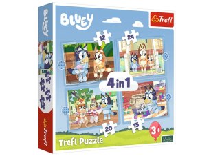Puzzle - 4w1 (12, 15, 20, 24) - Bluey i jego świat Trefl 34637 Trefl Puzzle