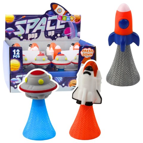 Skaczący Statek Kosmiczny Na Sprężynie Kolorowy Światła 11cm Mix LEAN