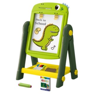 Tablica Dwustronna Magnetyczna Suchościeralna Dinozaur Zielona Akcesoria LEAN Toys