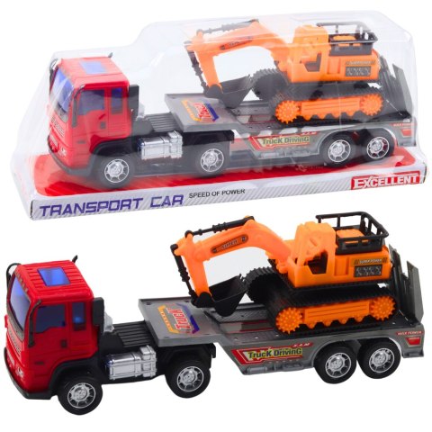 Zestaw Ciężarówka Laweta Naczepa Koparka Gąsienicowa LEAN Toys