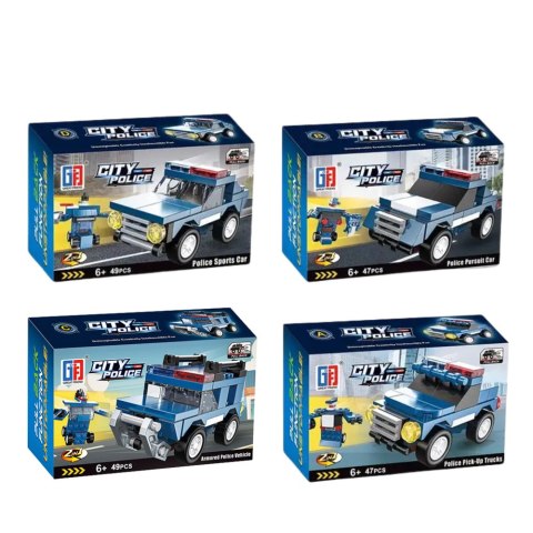 Zestaw Klocki Konstrukcyjne Policja Pojazdy Napęd Frykcyjny LEAN TOYS