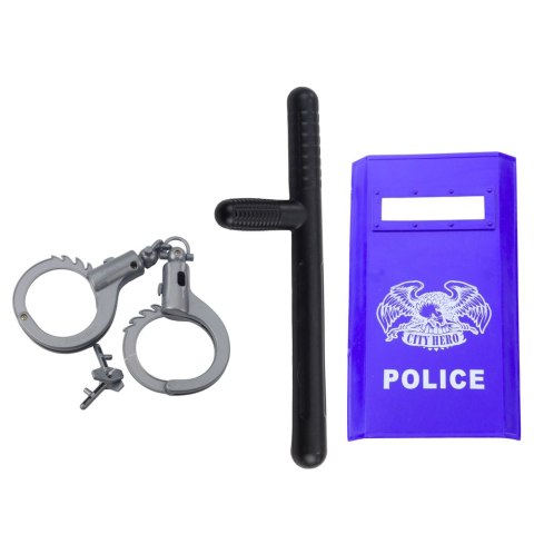 Zestaw Policyjny Dla Dzieci Kask Pistolet Kajdanki Akcesoria 9 el. LEAN Toys
