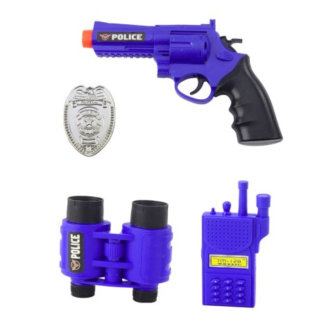 Zestaw Policyjny Dla Dzieci Kask Pistolet Kajdanki Akcesoria 9 el. LEAN Toys