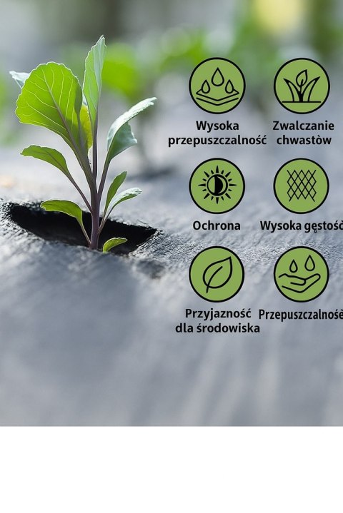 Agrotkanina czarna 1,1x50m UV 135g antychwastowa agrowłóknina + kotwy LEAN Trike