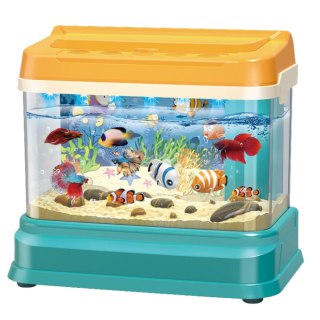 Akwarium Na Wodę Edukacyjne Magnetyczne Rybki Lampka LED Dźwięki Bąbelki LEAN Toys