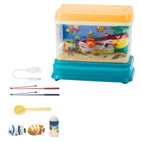 Akwarium Na Wodę Edukacyjne Magnetyczne Rybki Lampka LED Dźwięki Bąbelki LEAN Toys