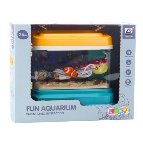 Akwarium Na Wodę Edukacyjne Magnetyczne Rybki Lampka LED Dźwięki Bąbelki LEAN Toys